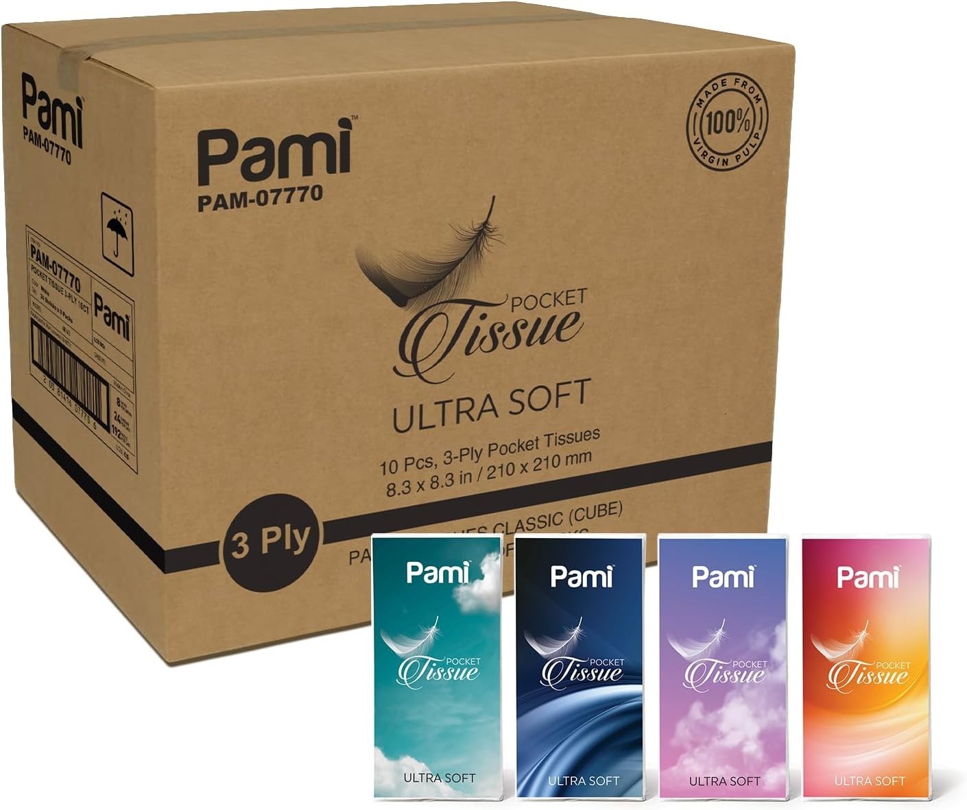 Ultra Soft 3-Ply Pocket Tissues 24 Packs Travel Facial Tissue for Car Purse